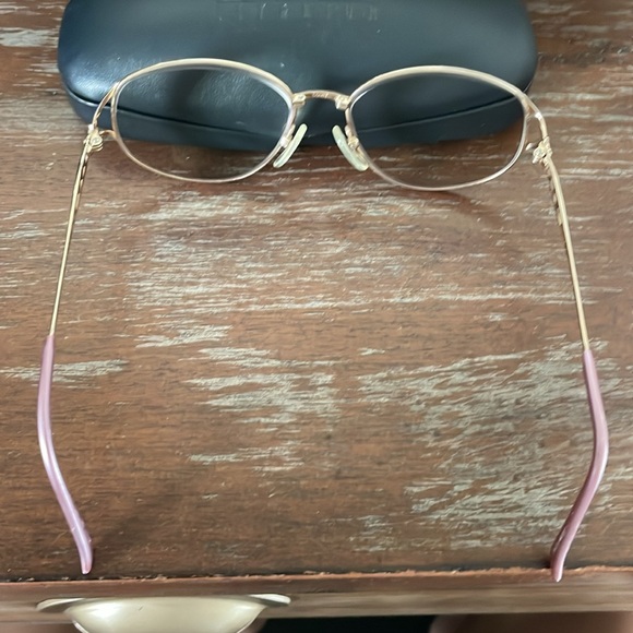 Seiko T358 pure titanium pink and gold full rim eyeglasses with black hard case - Picture 10 of 16